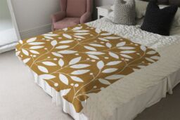 Benjamin Tate Design White Leaves Blanket in Natural - Size: 120 cm x 150 cm - thumbnail 3