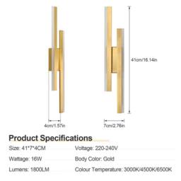 Pheashine Gold 40cm Nordic LED Wall Light 3000K-6500K Tri-Tone Acrylic - thumbnail 4