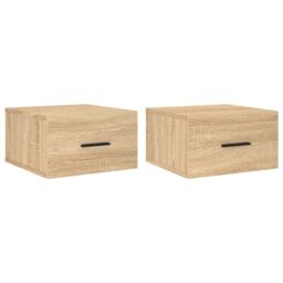 Berkfield Home Wall-mounted Bedside Cabinets 2 pcs Sonoma Oak 35x35x20 cm in Brown - Size: 35 x 35 x 20 cm - thumbnail 2
