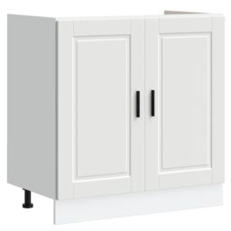 Berkfield Home Porto Sink Base Cabinet with Sink - White, 80x46x84.5 cm, Made of Engineered Wood in White - Size: 80x46x84.5 cm - thumbnail 4