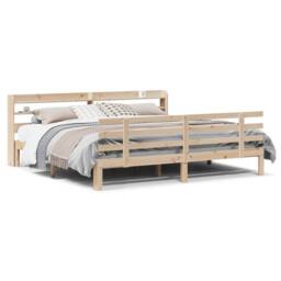 Berkfield Home Bed Frame with Headboard without Mattress 180x200 cm Super King in Natural - thumbnail 1