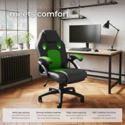 tectake Gaming Chair Mike in Green - thumbnail 9