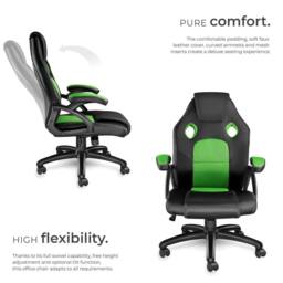tectake Gaming Chair Mike in Green - thumbnail 3