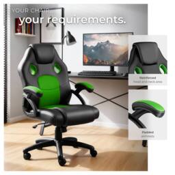 tectake Gaming Chair Mike in Green - thumbnail 7