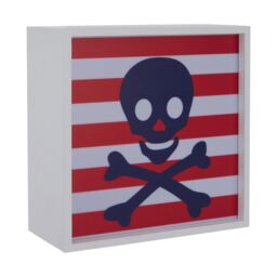 Orsina Pirate LED Light Box, Red & White Striped Skull & Crossbones Light For Kids, Wall Mountable Night Light - thumbnail 3