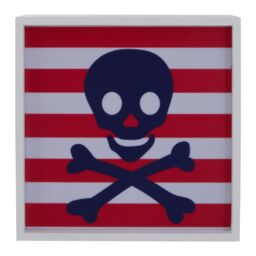 Orsina Pirate LED Light Box, Red & White Striped Skull & Crossbones Light For Kids, Wall Mountable Night Light - thumbnail 4