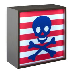 Orsina Pirate LED Light Box, Red & White Striped Skull & Crossbones Light For Kids, Wall Mountable Night Light - thumbnail 6