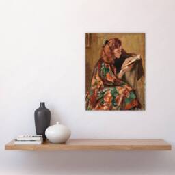 "Artery8 Magnus Enckell Portrait of Reading Wall Art Print in Brown - Size: W12"" x H16""" - thumbnail 4