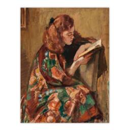 "Artery8 Magnus Enckell Portrait of Reading Wall Art Print in Brown - Size: W12"" x H16""" - thumbnail 1