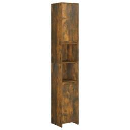 Berkfield Home Bathroom Cabinet Smoked Oak 30x30x183.5 cm Engineered Wood in Brown