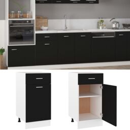 Berkfield Home Drawer Bottom Cabinet Black 40x46x81.5 cm Engineered Wood - thumbnail 2