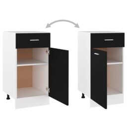 Berkfield Home Drawer Bottom Cabinet Black 40x46x81.5 cm Engineered Wood - thumbnail 6