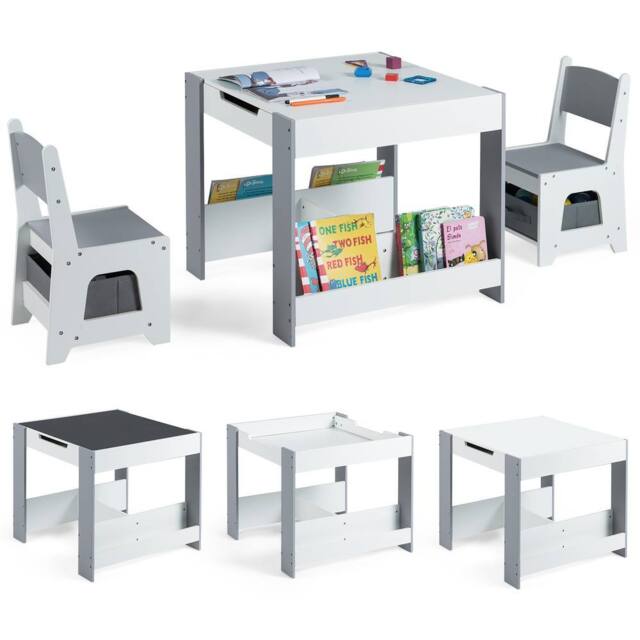 Costway Kids Table & 2 Chairs Set Wooden Activity Desk Set w/ Shelves - image 1