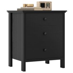 Gymax Nightstand With 3 Drawer Sofa Side Bedside Table Wooden Chest of Drawers in Black - thumbnail 1