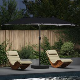 Berkfield Home Garden Parasol Folding Anthracite 385 x 209 x 244 cm Fabric - thumbnail 1
