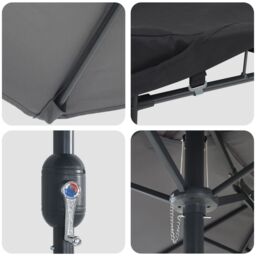 Berkfield Home Garden Parasol Folding Anthracite 385 x 209 x 244 cm Fabric - thumbnail 7