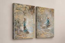 "Mafett Abstract Dancing Figures Wall Art Print Set of 2 in Gold - Size: W24"" x H32""" - thumbnail 2