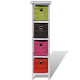 Berkfield Home Storage Rack with Multi-colour Baskets Paulownia Wood in White - thumbnail 3