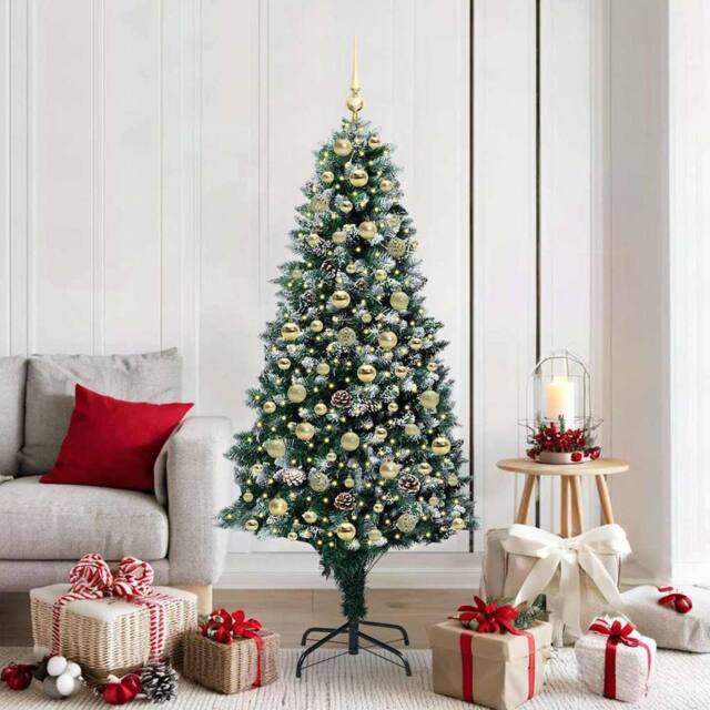 Berkfield Home Artificial Christmas Tree with 300 LEDs with Stand Green 180 cm - image 1