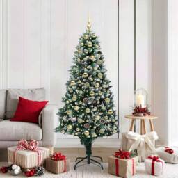 Berkfield Home Artificial Christmas Tree with 300 LEDs with Stand Green 180 cm - thumbnail 1