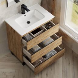 Banyetti Vatilla 700mm Floorstanding Vanity with Athena Basin - Ostippo Oak in Light Oak - thumbnail 1