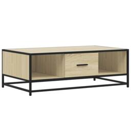 Berkfield Home Durable Coffee Table Sonoma Oak 100x57x35 cm Engineered Wood & Metal in Light Beige - Size: 100 x 57 x 35 cm - thumbnail 3
