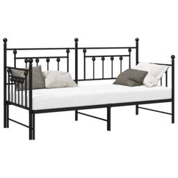 Berkfield Home Modern Daybed Frame with Trundle Black 80x200 cm Steel - thumbnail 1