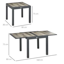 OUTSUNNY Extendable Outdoor Dining Table Aluminium Rectangle Patio Table in Beige - thumbnail 3