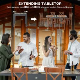 OUTSUNNY Extendable Outdoor Dining Table Aluminium Rectangle Patio Table in Beige - thumbnail 4