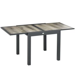 OUTSUNNY Extendable Outdoor Dining Table Aluminium Rectangle Patio Table in Beige - thumbnail 2