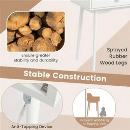 Gymax Computer Desk 120 CM Wooden Study Table Writing Workstation in White - thumbnail 8