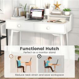Gymax Computer Desk 120 CM Wooden Study Table Writing Workstation in White - thumbnail 9