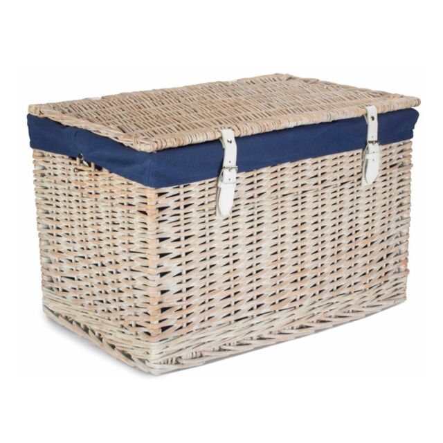 Red Hamper 60cm White Wash Chest Picnic Basket with Cotton Lining in Light Brown - image 1