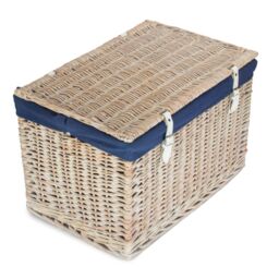 Red Hamper 60cm White Wash Chest Picnic Basket with Cotton Lining in Light Brown - thumbnail 2