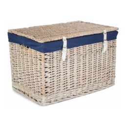 Red Hamper 60cm White Wash Chest Picnic Basket with Cotton Lining in Light Brown