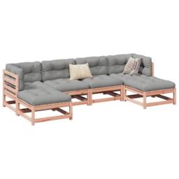 Berkfield Home 6 Piece Garden Sofa Set Solid Wood Douglas Fir in Brown - thumbnail 1