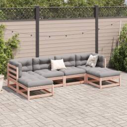 Berkfield Home 6 Piece Garden Sofa Set Solid Wood Douglas Fir in Brown - thumbnail 3