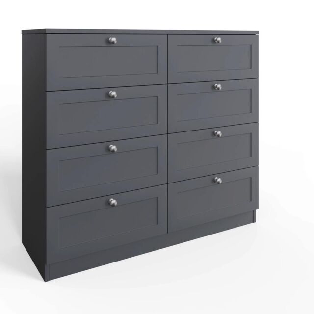 FWStyle Artus Grey 8 Drawer Chest Of Drawers Deep Drawers Bedroom Storage Furniture