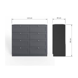FWStyle Artus Grey 8 Drawer Chest Of Drawers Deep Drawers Bedroom Storage Furniture - thumbnail 5