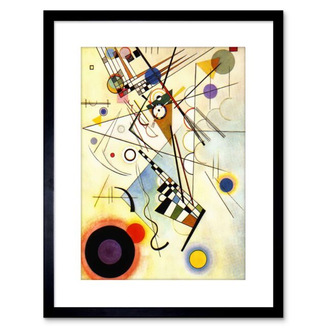 "Artery8 Wall Art Print Wassily Kandinsky Composition VIII Painting Artwork Framed 9X7 Inch in Black - Size: W7"" x H9""" - image 1