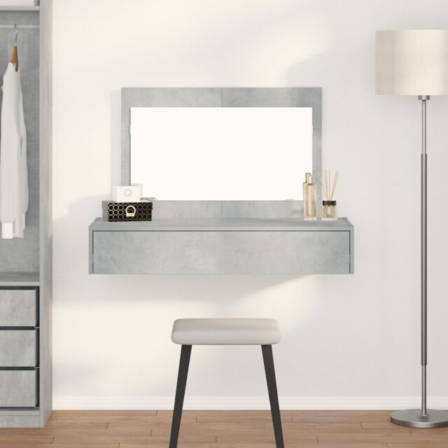 Berkfield Home Wall Hanging Dressing Table Concrete Grey 100x40x70 cm - Size: 100 x 40 x 70 cm - image 1