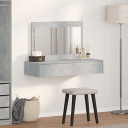 Berkfield Home Wall Hanging Dressing Table Concrete Grey 100x40x70 cm - Size: 100 x 40 x 70 cm - thumbnail 4