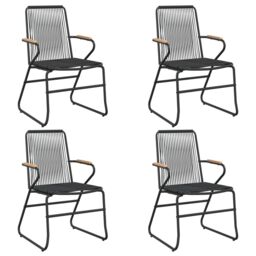 Berkfield Home 5 Piece Garden Dining Set Black PVC Rattan - thumbnail 4
