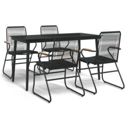 Berkfield Home 5 Piece Garden Dining Set Black PVC Rattan - thumbnail 2