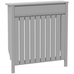 HOMCOM Radiator Cover with Drawer & Vertical Slats in Grey - Size: Small - thumbnail 2