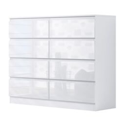 FWStyle 8 Drawer White Chest Of Drawers Gloss Fronts