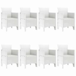 Berkfield Home 9 Piece Garden Dining Set White Poly Rattan - thumbnail 4