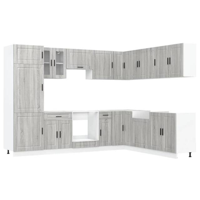 Berkfield Home 14 Piece Kitchen Cabinet Set Porto Grey Sonoma Engineered Wood - image 1