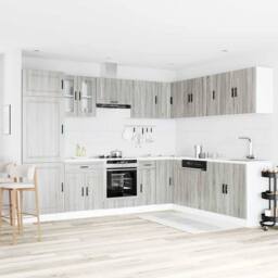 Berkfield Home 14 Piece Kitchen Cabinet Set Porto Grey Sonoma Engineered Wood - thumbnail 3