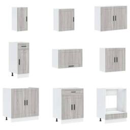 Berkfield Home 14 Piece Kitchen Cabinet Set Porto Grey Sonoma Engineered Wood - thumbnail 4